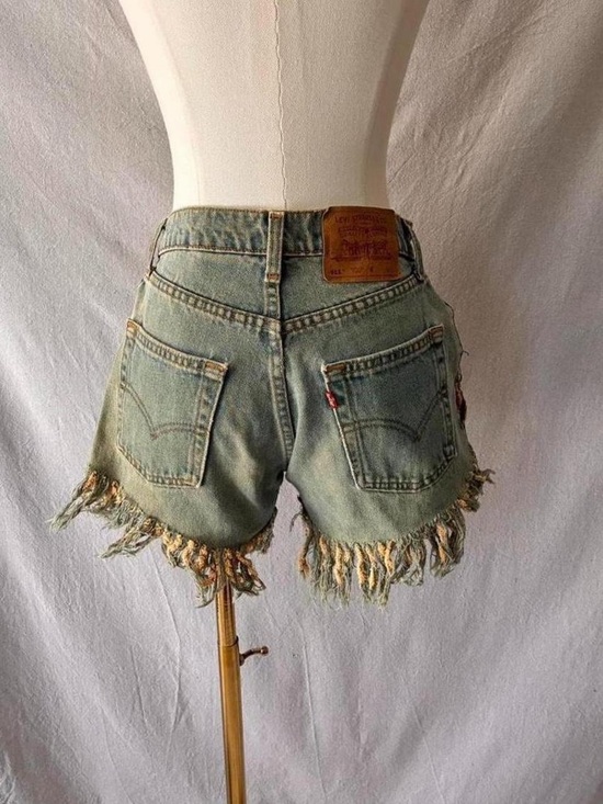 Levi's Pants - Rare Vintage 1989 Levi’s-cut off micro fringe shorts-size - 26